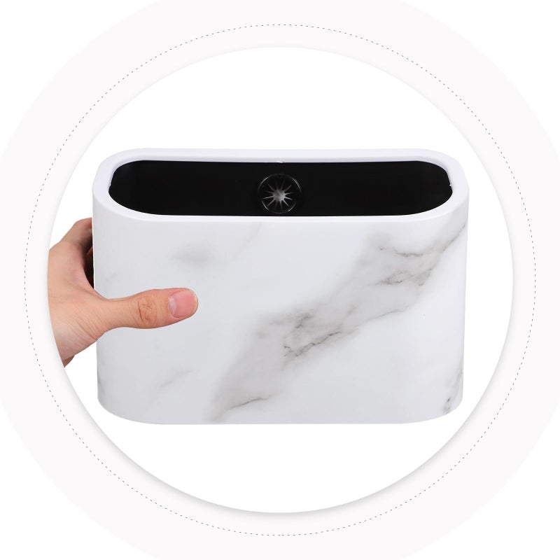 White Mini Desktop Trash Can For Office Kitchen Compact Waste Basket Without Lid - Image 4