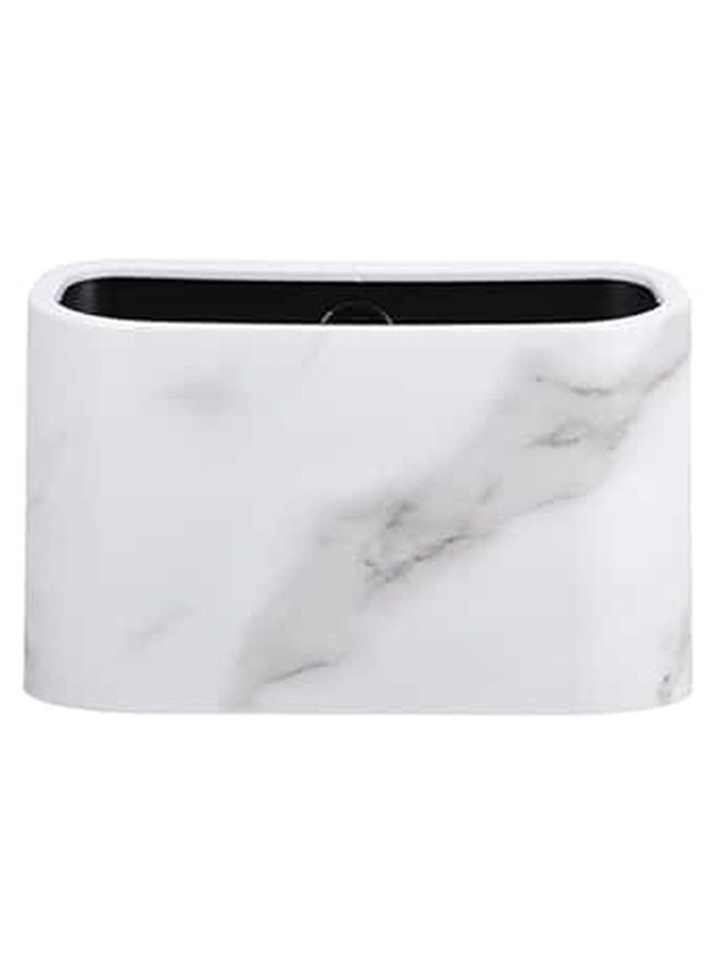 White Mini Desktop Trash Can For Office Kitchen Compact Waste Basket Without Lid - Image 1