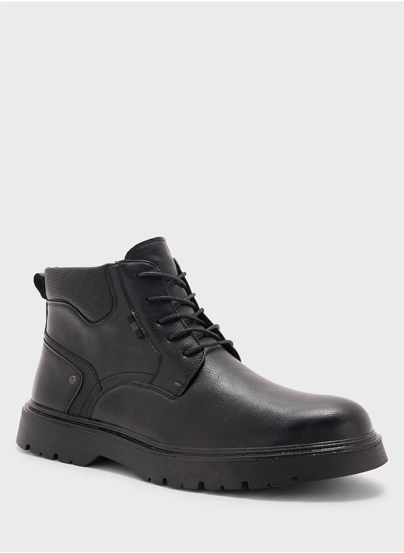 Robert Wood Ankle Lace Up Biker Boots