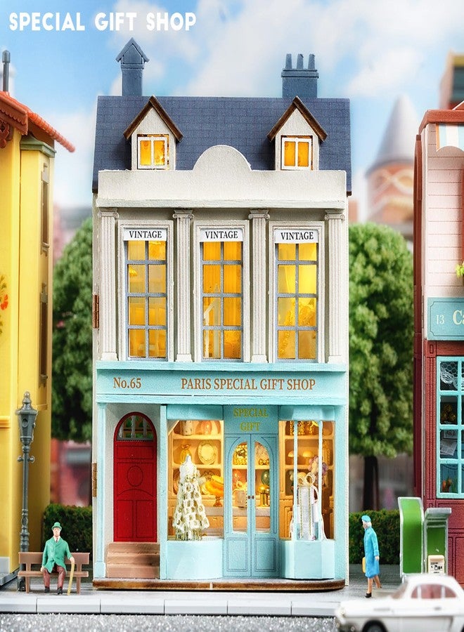 Spilay Dollhouse DIY Miniature Wooden Furniture Kit,Mini Handmade Doll House with LED,1:24 Scale Creative Woodcrafts Toys for Adult Friend Lover Birthday Gift (D-065) - Image 2