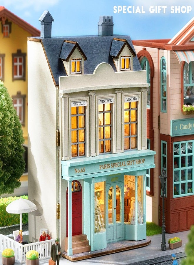 Spilay Dollhouse DIY Miniature Wooden Furniture Kit,Mini Handmade Doll House with LED,1:24 Scale Creative Woodcrafts Toys for Adult Friend Lover Birthday Gift (D-065) - Image 3