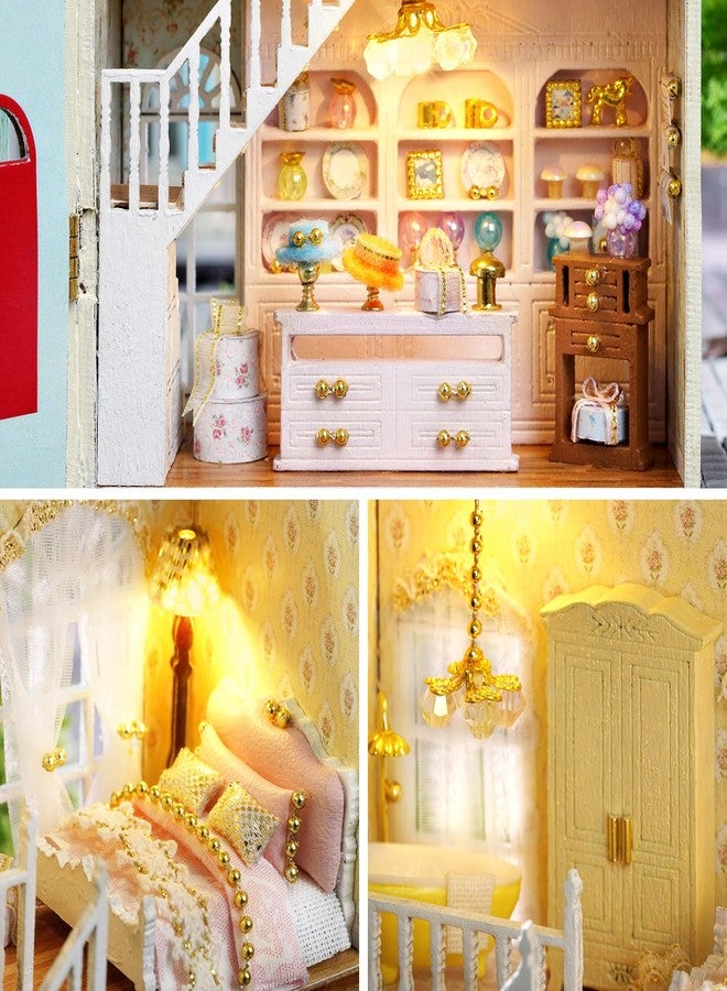 Spilay Dollhouse DIY Miniature Wooden Furniture Kit,Mini Handmade Doll House with LED,1:24 Scale Creative Woodcrafts Toys for Adult Friend Lover Birthday Gift (D-065) - Image 5