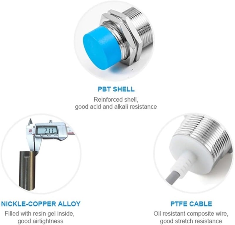 مستشعر القرب الحثي IP68 مفتاح ذكي للكشف التلقائي عن الاقتراب NPN PNP DC 12V 24V LM30 M30 10mm 15mm (30 (غير مدمج)، NPN NO) - Image 3