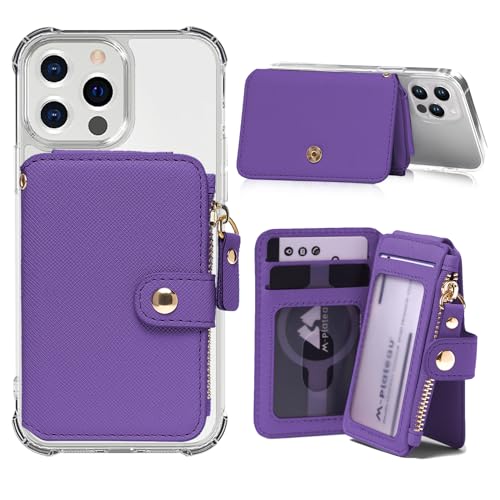 M-Plateau Phone Wallet Stick On, Credit Card Holder for Women Attachable 3M Sticker,Phone Card Holder Compatible with iphone 15 pro case and Most Smartphones (Dark Purple) - Image 1