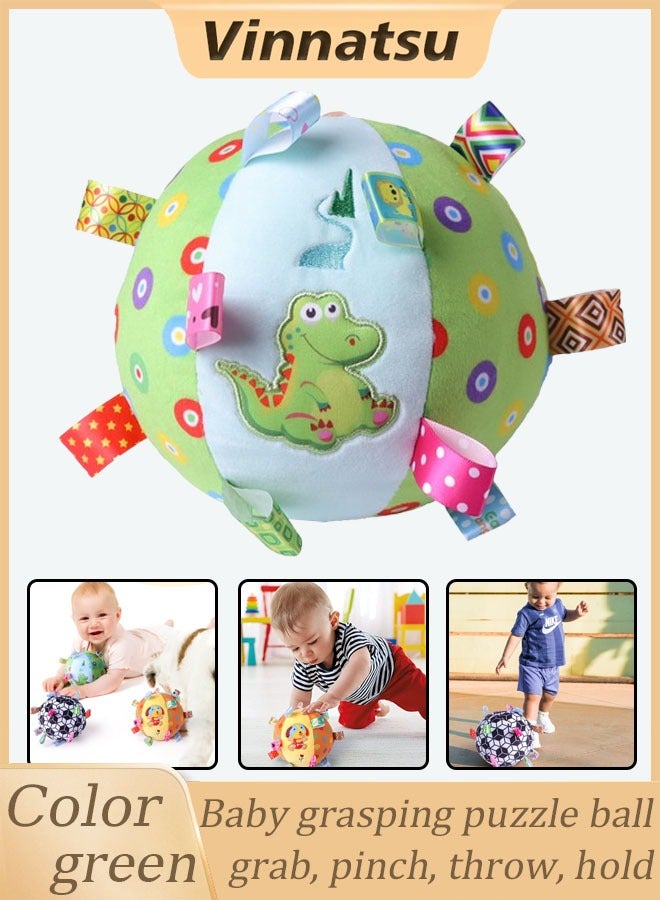 Vinnatsu Baby Rattle Ball,Sensory Balls For Infant Toddlers Baby Rattles Toys Soft Plush Hand Rattles Hand Grip Ball Animal Pattern Rattles Shaker for 0-1 years Infants Newborn Green  - Image 1