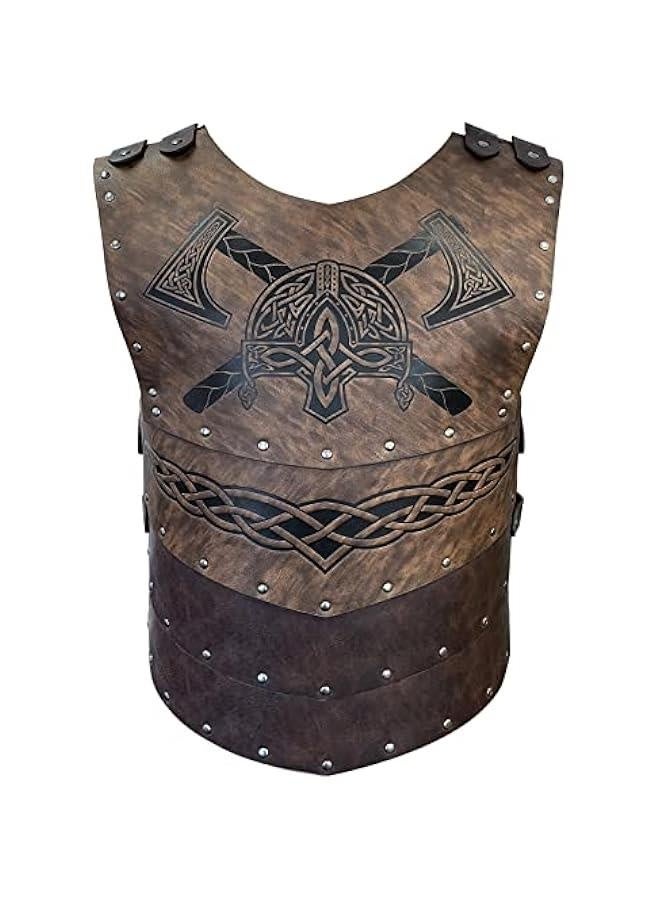 Viking Faux Leather Embossed Chest Armor, Retro Medieval Knight Leather Armor for LARP/Cosplay - Image 1