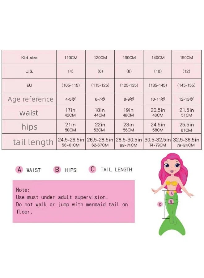 GGEROU Children's Mermaid Swimwear Girls' Colorful Mermaid Tail Three Piece Swimwear Set - Image 2