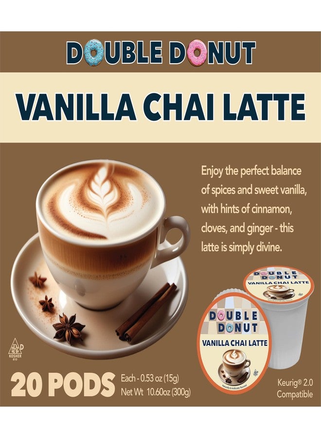 Double Donut Coffee Double Donut Vanilla Chai Tea Latte Pods - Smooth & Creamy Chai Latte with Vanilla Flavor - Compatible with Keurig Chai Latte K cup Brewers, 20 Count - Image 1
