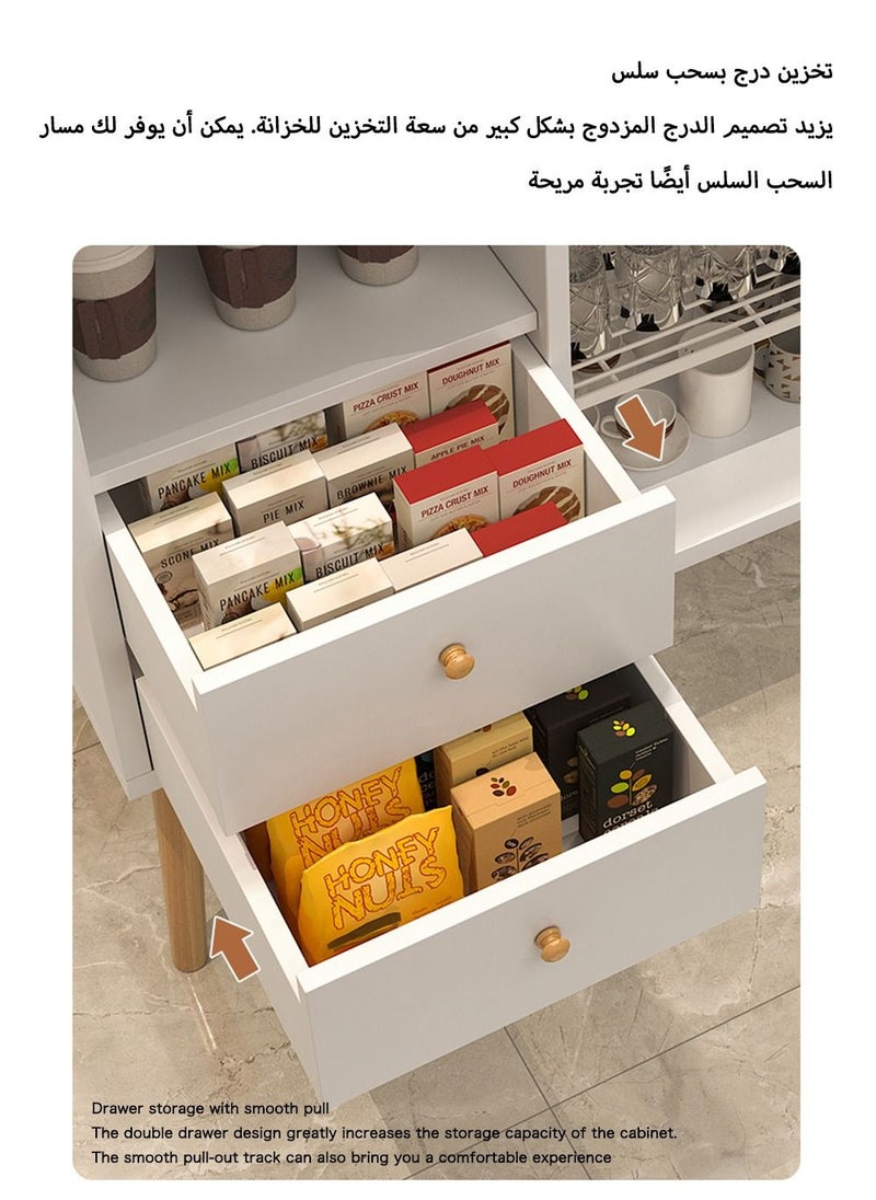 آن فش - 100*35*80 سم ركن القهوة مطبخ المنزل خزانة القهوة رف مع أدراج خزانة عرض المطبخ رف الخبازين خزانة جانبية لغرفة المعيشة أو غرفة النوم أو المكتب - Image 1