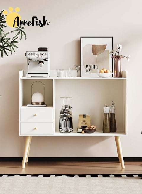 100*35*80cm Coffee Corner Home Kitchen Coffee Bar Cabinet Shelf With Drawers Display Cabinet Kitchen Bakers Rack Sideboard For Living Room, Bedroom Or Office