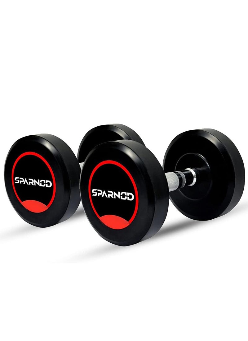 Sparnod Fitness SDR-2.5_Pair Round Rubber Coated Dumbbells With Metal Handle For Strength Training And Body Workout  - Image 1