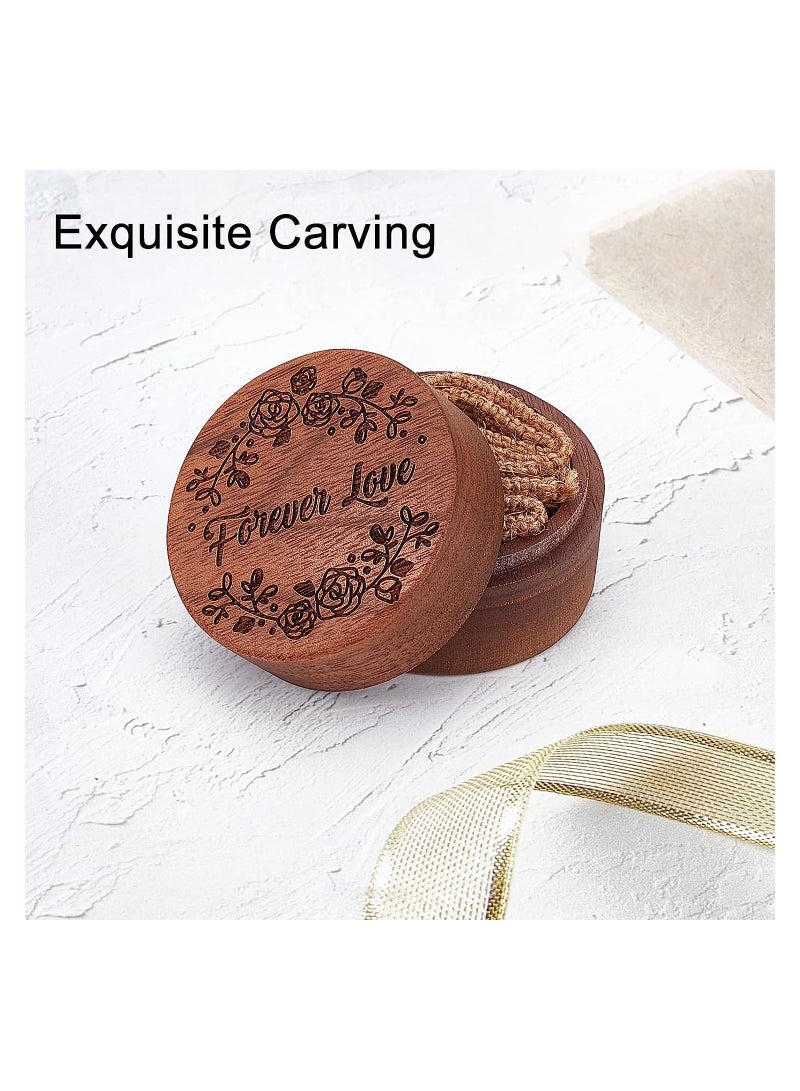 Barakah Walnut Wedding Ring Box, Wooden Engraved Round Ring Box, Rustic Ring Box for Anniversary Valentines Wedding - Image 4