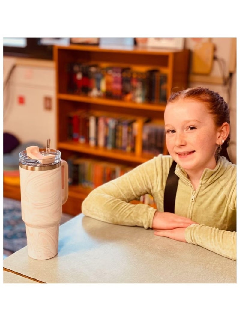 Stanley Quencher H2.0 FlowState 40oz Vacuum Insulated Tumbler – Rose Quartz Swirl Travel Mug with Reusable Lid and Straw for Water, Coffee, Smoothies, and Iced Tea – Durable, Stylish, Leakproof, Keeps Drinks Hot or Cold for Hours - Image 5