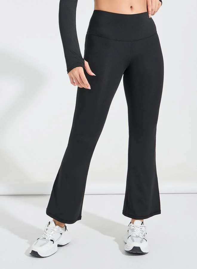 Styli Active Seam and Thumbhole Detail Jacket and Broad Waist Flared Legging Set