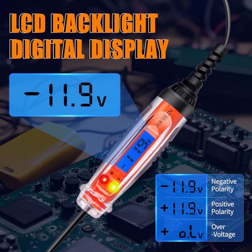 AWBLIN Automotive Test Light 3-72V DC Digital Light Tester with Voltmeter, Heavy Duty Auto Circuit Tester with LCD Backlight Display and LED Indication, Electric Test Pen with Illumination - Image 3