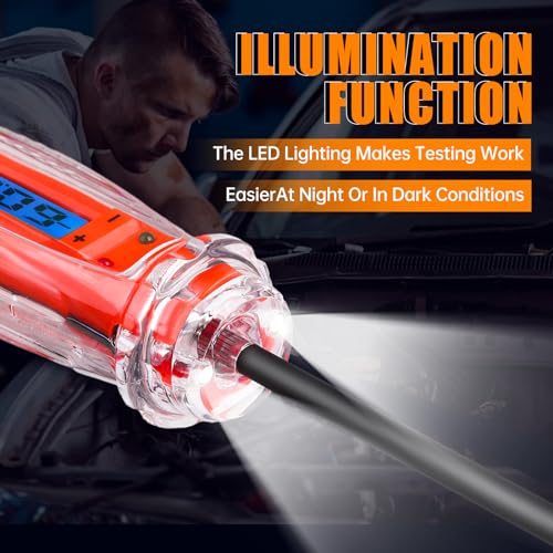 AWBLIN Automotive Test Light 3-72V DC Digital Light Tester with Voltmeter, Heavy Duty Auto Circuit Tester with LCD Backlight Display and LED Indication, Electric Test Pen with Illumination - Image 5