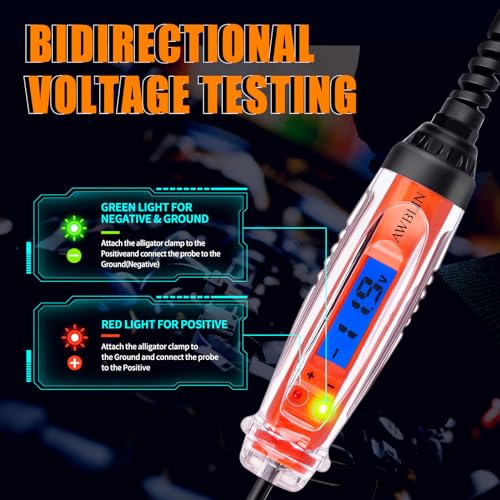 AWBLIN Automotive Test Light 3-72V DC Digital Light Tester with Voltmeter, Heavy Duty Auto Circuit Tester with LCD Backlight Display and LED Indication, Electric Test Pen with Illumination - Image 2