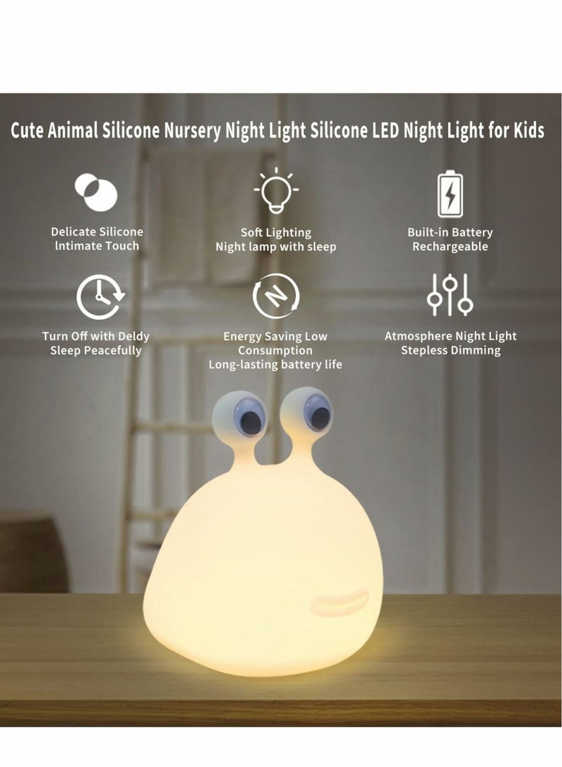 Captaintech Slug Night Light, Nursery Squishy Lamp, Silicone Night Light for Breastfeeding, Cute Animal Bedside Lamp for Baby Kids Teens, Soft Nightlight with Touch Sensor for Bedroom - Image 2
