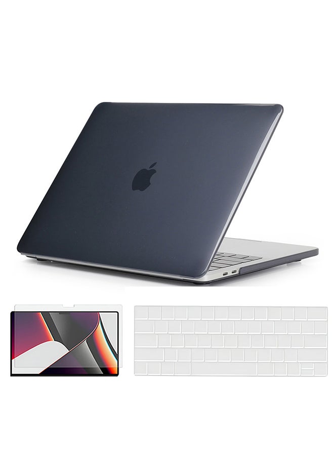 O Ozone Crystal Case Compatible with MacBook Pro 13 inch (A1706,A1708,A1989,A2159,A2289,A2251,A2338) Case with Keyboard Cover & Screen Protector,Black  - Image 1