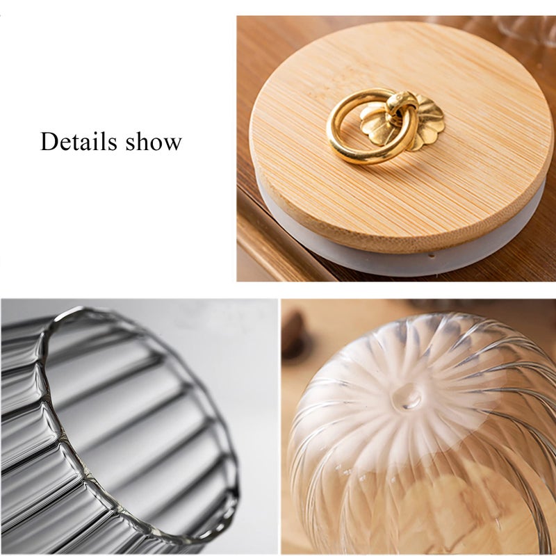 FANTESTICRYAN Glass Coffee Nuts Canister Airtight Storage Jar Petal Decorative Container with Bamboo Lid Metal Handle Easy to Grasp 1600ml  54 FL OZ (Large Oval) - Image 4