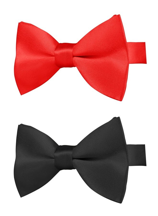KOOLMOX Dog Bow Tie, Red and Black Dog Bow with Adjustable Dog Collar for Small Puppy Dogs Cats Pets Wedding Birthday Party Christmas Holiday Homecoming Costumes, 2-Pack, Black and Red, 7.7''-15'' - Image 1
