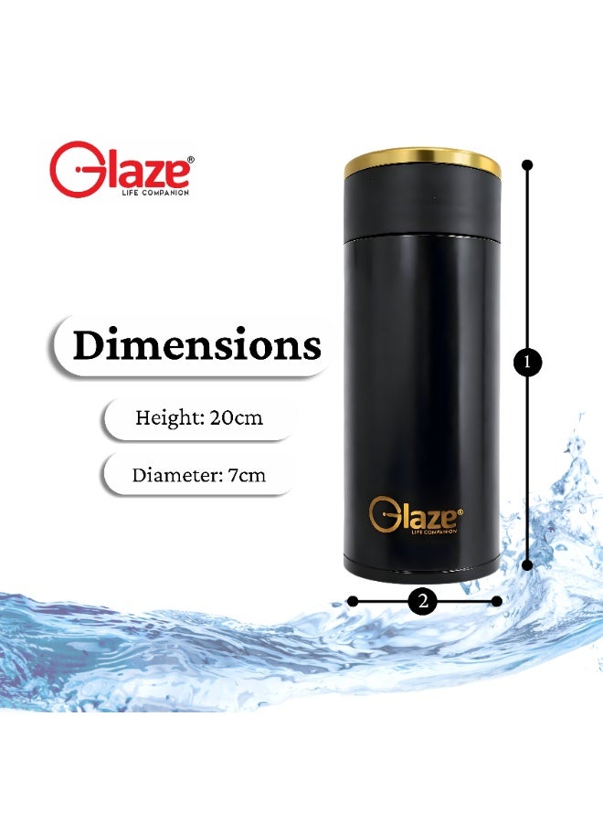 Glaze Water Bottle 304 Stainless Steel Vacuum Insulated Hot & Cold Leak-Proof 260ml Black - Image 3