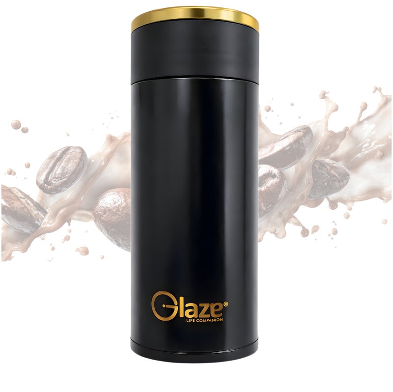 Glaze Coffee Mug 260ml Vacuum Insulated Travel Mug, Stainless Steel Thermal Coffee Cup with Lid, Leakproof Mini Thermos for Hot Coffee & Tea, Portable Office Espresso Mug – Black - Image 1