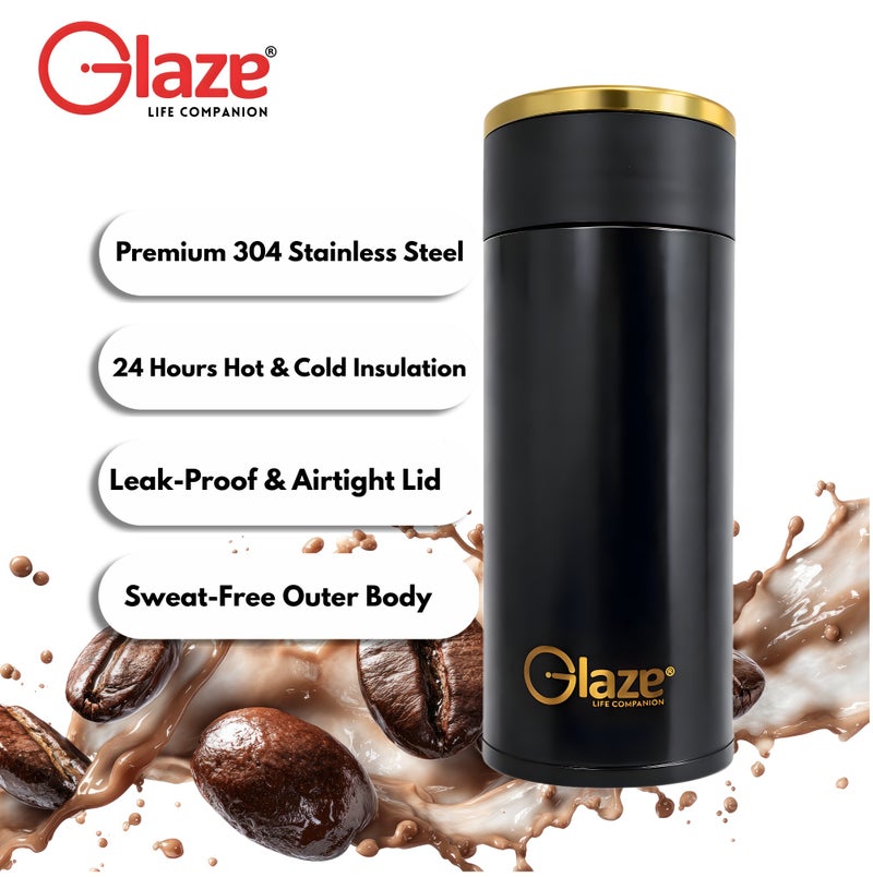 Glaze Coffee Mug 260ml Vacuum Insulated Travel Mug, Stainless Steel Thermal Coffee Cup with Lid, Leakproof Mini Thermos for Hot Coffee & Tea, Portable Office Espresso Mug – Black - Image 5