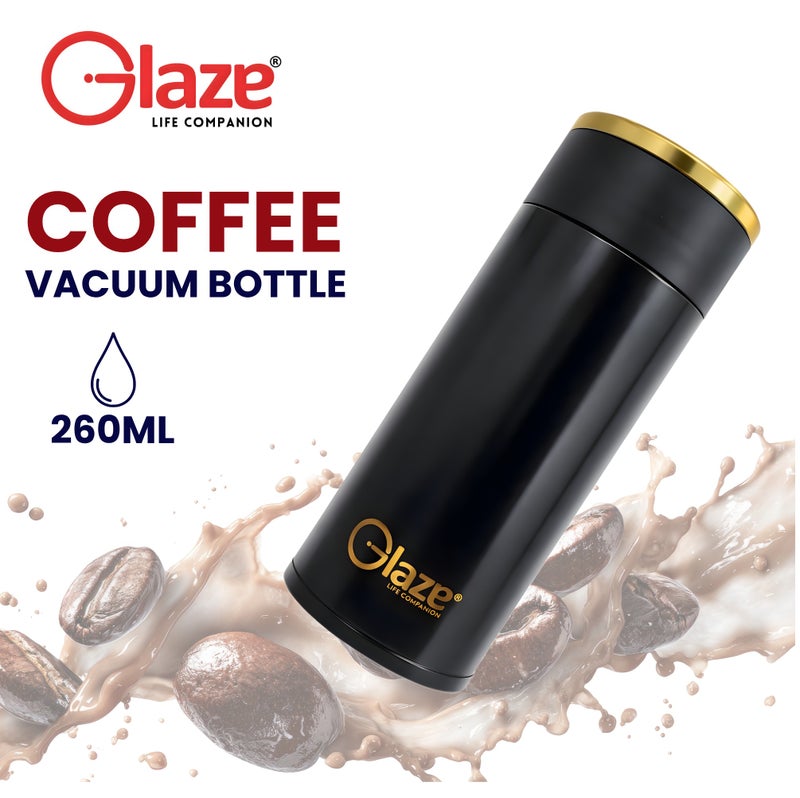 Glaze Coffee Mug 260ml Vacuum Insulated Travel Mug, Stainless Steel Thermal Coffee Cup with Lid, Leakproof Mini Thermos for Hot Coffee & Tea, Portable Office Espresso Mug – Black - Image 2