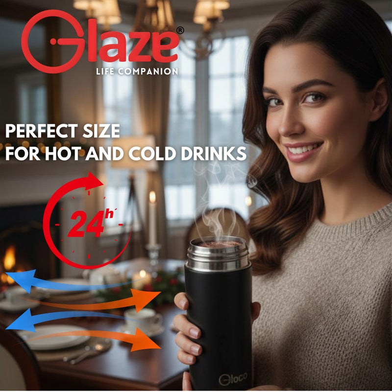 Glaze Coffee Mug 260ml Vacuum Insulated Travel Mug, Stainless Steel Thermal Coffee Cup with Lid, Leakproof Mini Thermos for Hot Coffee & Tea, Portable Office Espresso Mug – Black - Image 4
