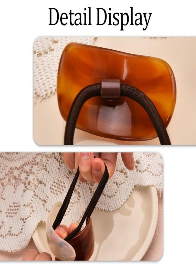 Guqqeuc 2 PCS Tortoise Shell Ponytail Hair Cuff Geometric Hair Ties Wrap for Women Girls Geometric Hair Elastics Acetate Ponytail Ring Set for Long Thick Hair Ropes for Women - Image 2