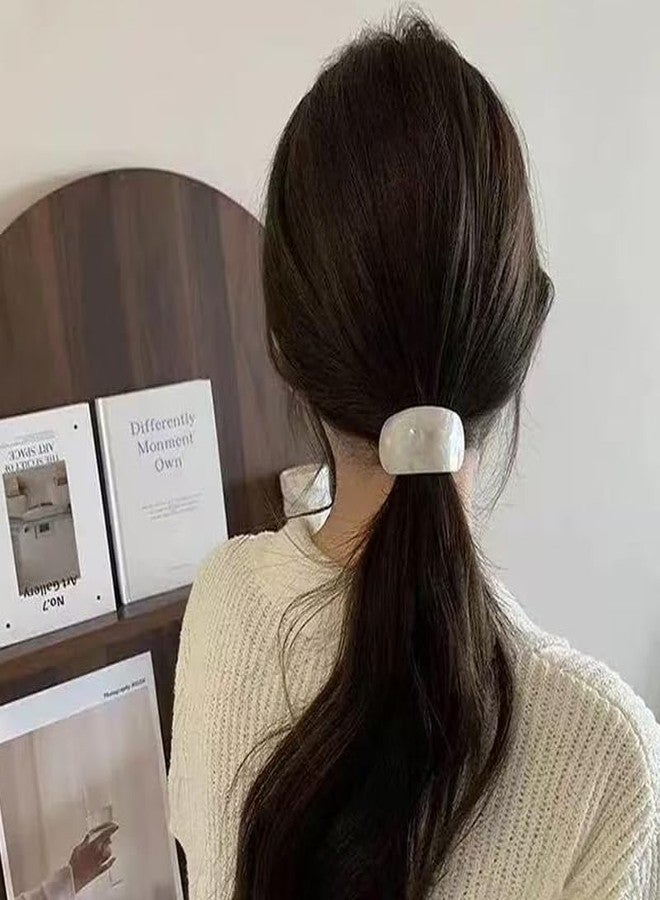 Guqqeuc 2 PCS Tortoise Shell Ponytail Hair Cuff Geometric Hair Ties Wrap for Women Girls Geometric Hair Elastics Acetate Ponytail Ring Set for Long Thick Hair Ropes for Women - Image 4