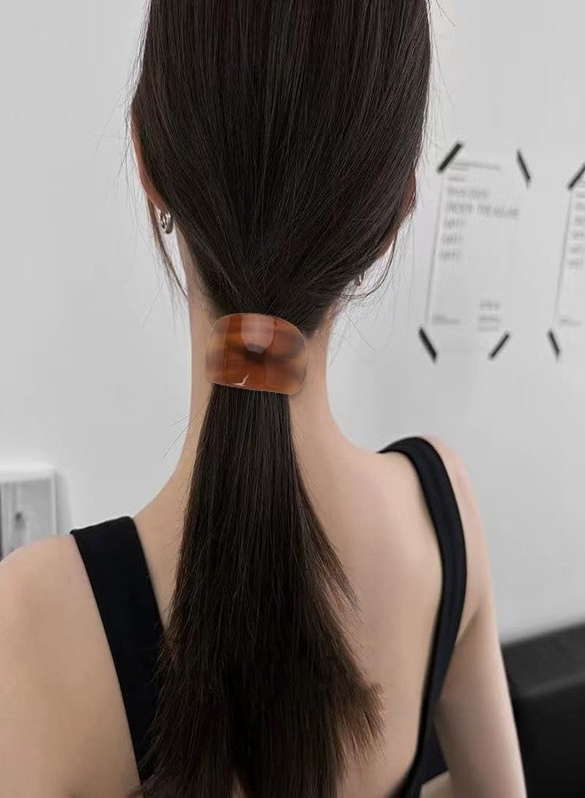 Guqqeuc 2 PCS Tortoise Shell Ponytail Hair Cuff Geometric Hair Ties Wrap for Women Girls Geometric Hair Elastics Acetate Ponytail Ring Set for Long Thick Hair Ropes for Women - Image 3