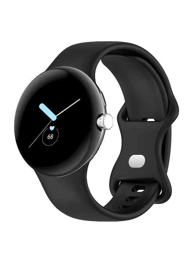 Suitable for Google Pixel Watch Butterfly Buckle Silicone Strap, Google Metal Buckle Silicone Watch Strap BLACK