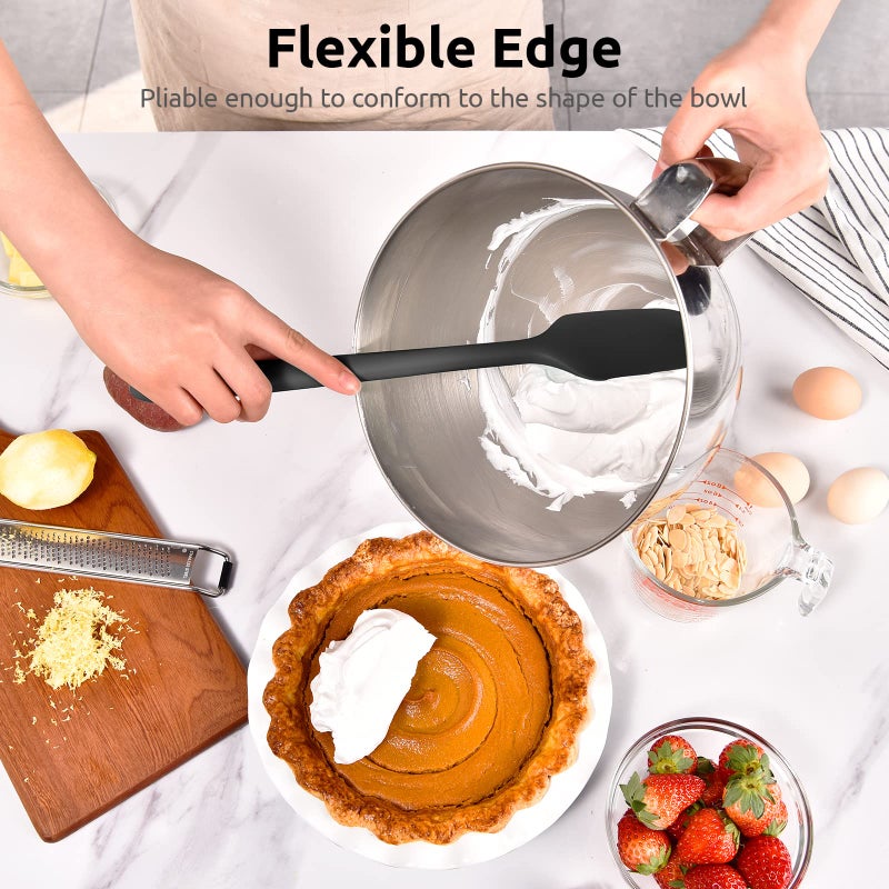 U-Taste 14in Extra Large Silicone Spatula: U-Taste 600F Heat Resistant Flexible Silicon Mixing Stirring Cooking Scraping Baking Bowl Scraper Seamless Spreader for Kitchen Nonstick Cookware (Black) - Image 4