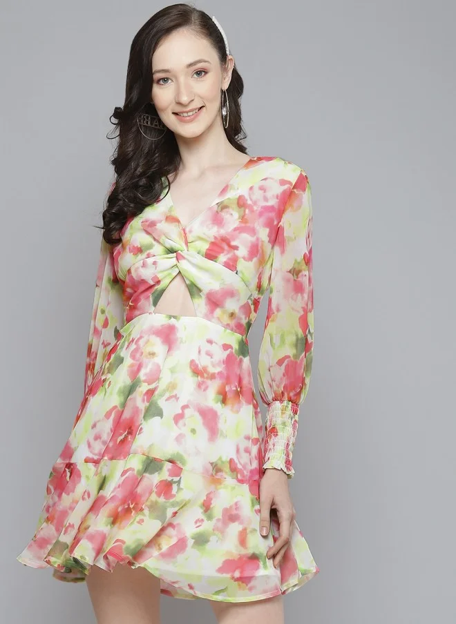 SASSAFRAS Floral Print A-Line Dress for Women