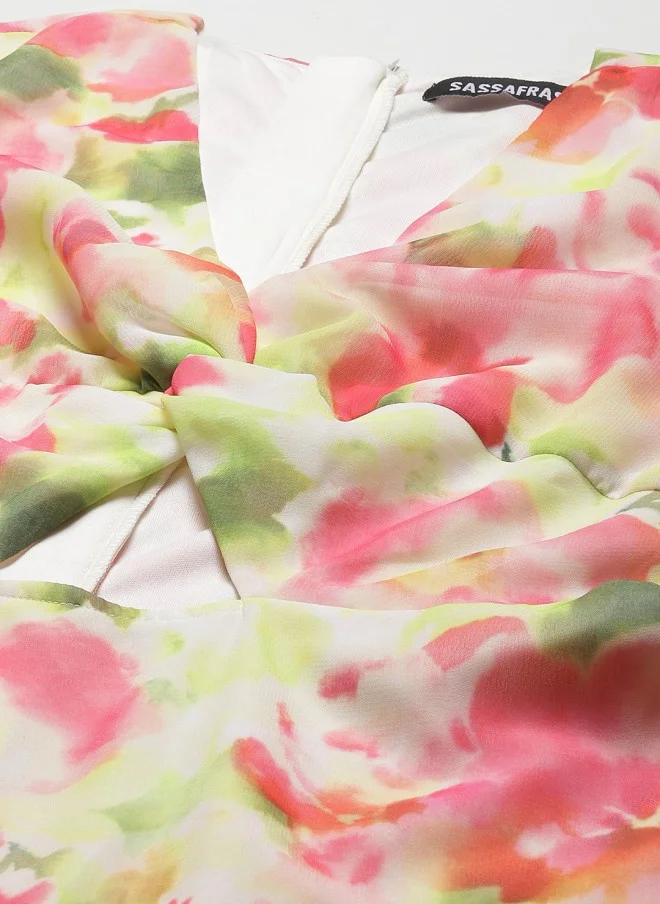 SASSAFRAS Floral Print A-Line Dress for Women