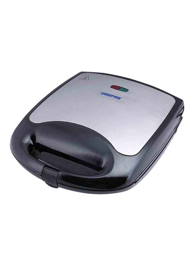GEEPAS 4 Slice Sandwich Maker- Automatic Temperature control- GST5391-  1100W Cooks Delicious Crispy Sandwiches - Cool Touch Handle, Non-Stick Plate - Breakfast Sandwiches & Cheese Snack 1100 W GST5391 Silver/Black - Image 1
