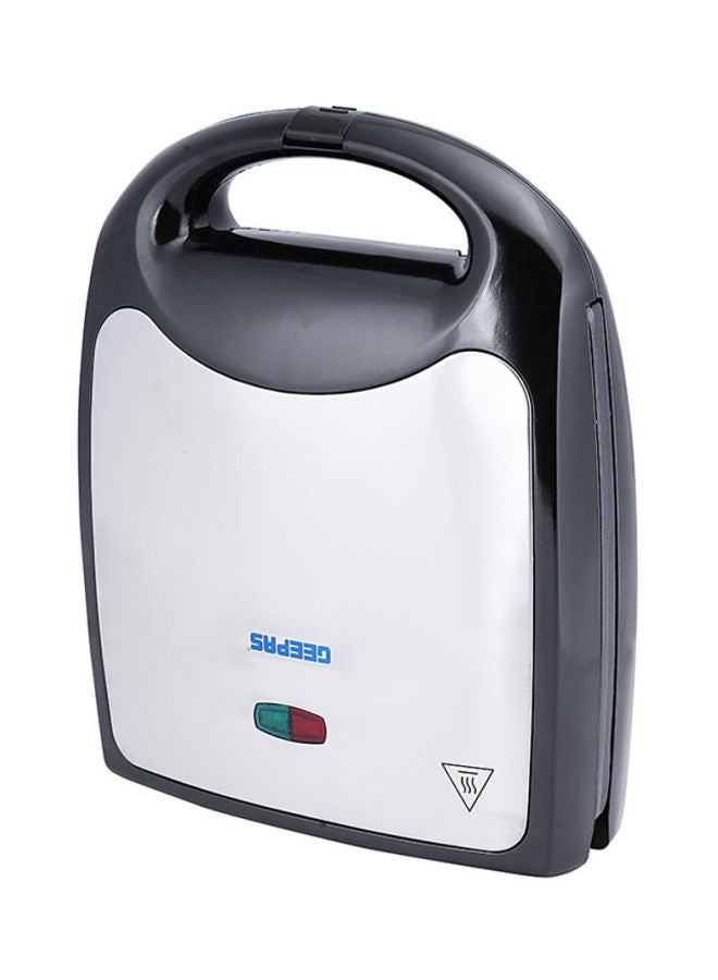 GEEPAS 4 Slice Sandwich Maker- Automatic Temperature control- GST5391-  1100W Cooks Delicious Crispy Sandwiches - Cool Touch Handle, Non-Stick Plate - Breakfast Sandwiches & Cheese Snack 1100 W GST5391 Silver/Black - Image 2