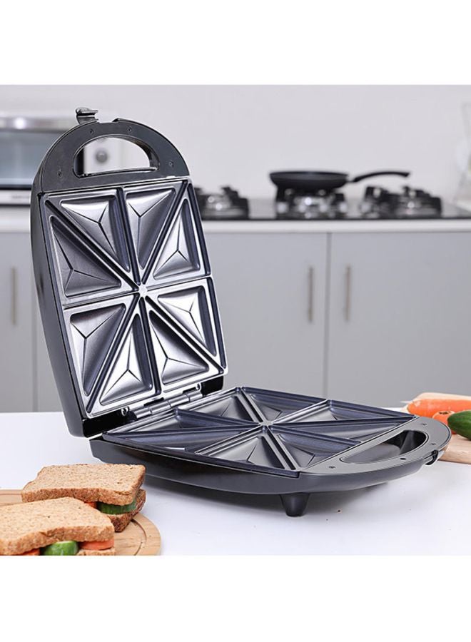 GEEPAS 4 Slice Sandwich Maker- Automatic Temperature control- GST5391-  1100W Cooks Delicious Crispy Sandwiches - Cool Touch Handle, Non-Stick Plate - Breakfast Sandwiches & Cheese Snack 1100 W GST5391 Silver/Black - Image 5