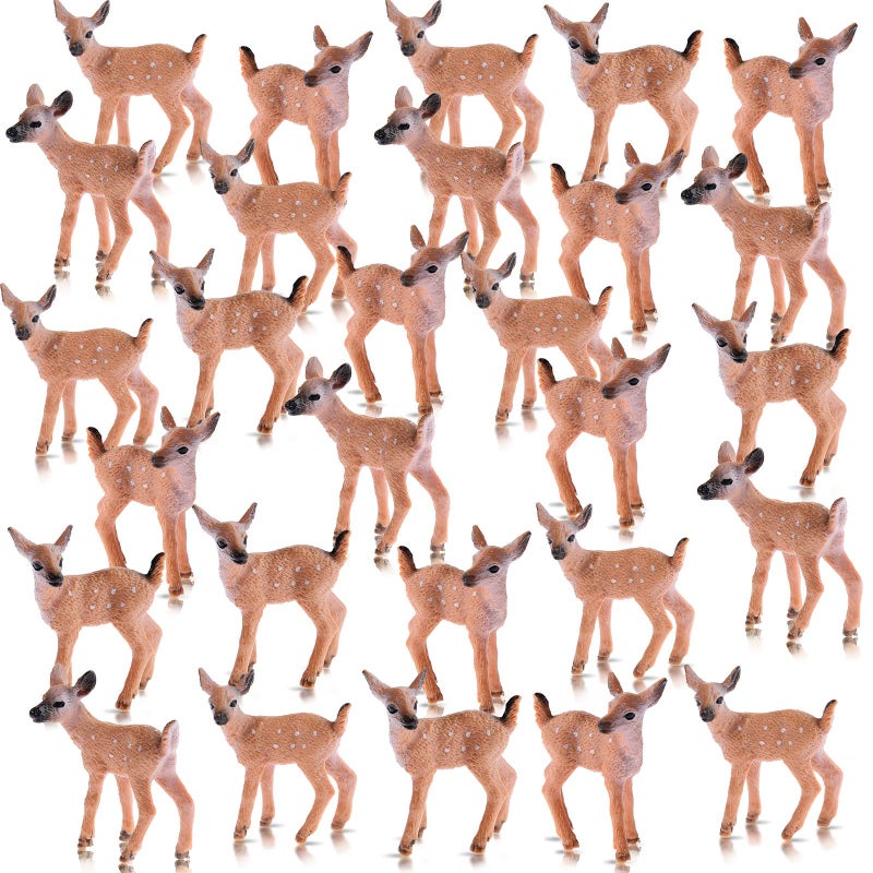 Skylety 28 Pieces Miniature Deer Figurines for Crafts Deer Cake Toppers Mini Figurines Toys for Birthday Party Shower Decorations - Image 2