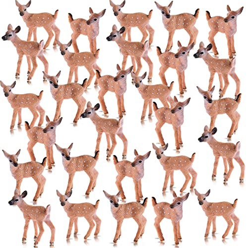 Skylety 28 Pieces Miniature Deer Figurines for Crafts Deer Cake Toppers Mini Figurines Toys for Birthday Party Shower Decorations - Image 1