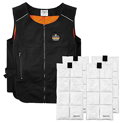 Ergodyne Cooling Vest with 4 Ice Packs, Lightweight, Quick Recharge Cooling, Ergodyne Chill Its 6260 Black, Small/ Medium - Image 1