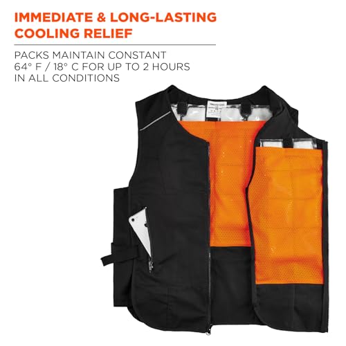 Ergodyne Cooling Vest with 4 Ice Packs, Lightweight, Quick Recharge Cooling, Ergodyne Chill Its 6260 Black, Small/ Medium - Image 2