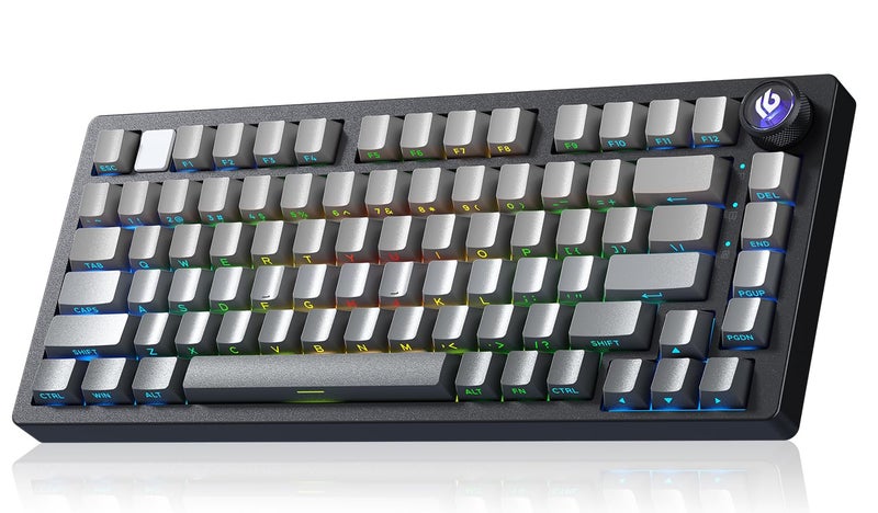 LEOBOG HI75C Pro Mechanical Keyboard 75 Hot Swappable Gaming Keyboard with FiveLayer Knob Bluetooth24GHzUSBC Wireless Keyboards for WindowsMACiOSAndroid Reaper Switch Grey