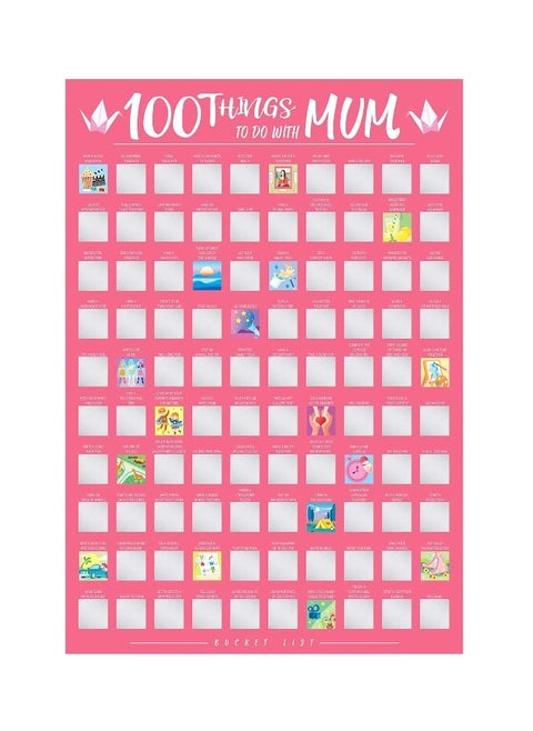 Mum Gift 100 Things To Do with Mum Scratch Off Activity Poster, Large To Do Bucket List 100 Dates Scratchable Poster for Mother's Day Birthday Gift, with Kraft Paper Box and Scraper