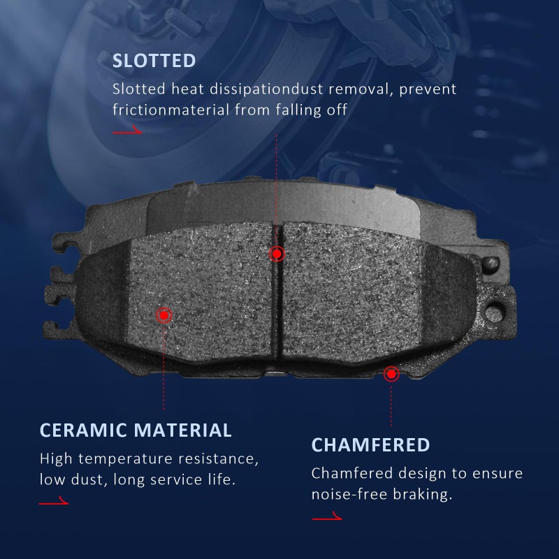 EXPPOWER Replacement for Front and Rear Ceramic Disc Brake Pad Set 18-22 Toyota Camry Hybrid/XLE/XSE 19-22 Rav4 Lexus ES350 ES250 UX200 UX250hï¼ˆD1879+D2076ï¼‰ - Image 2