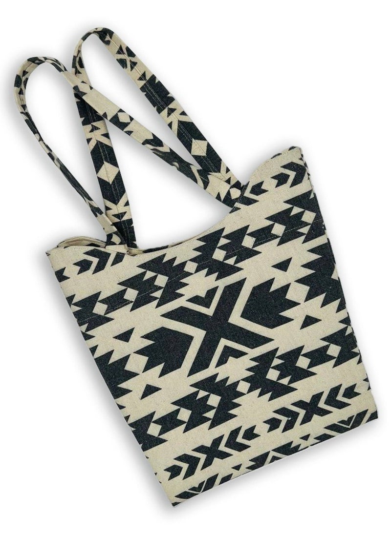 Gharibo Bags - casual printed linen tote bag W230010b - Image 1