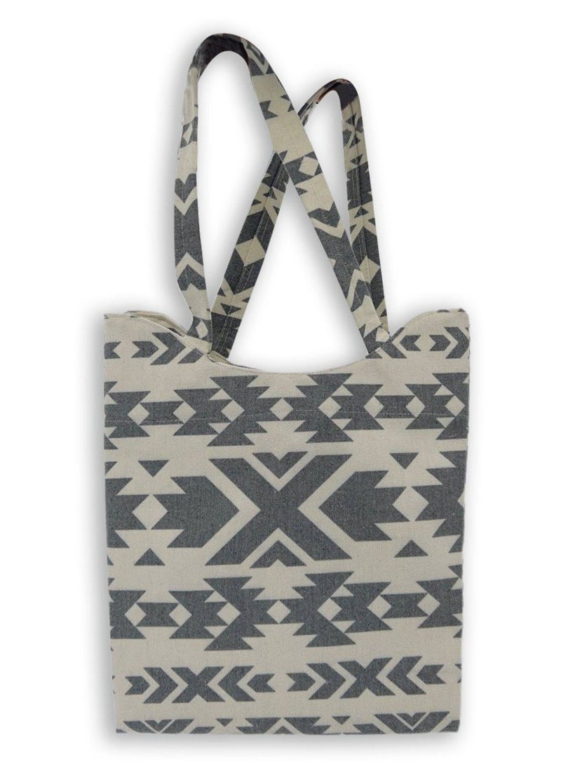 Gharibo Bags - casual printed linen tote bag W230010b - Image 1