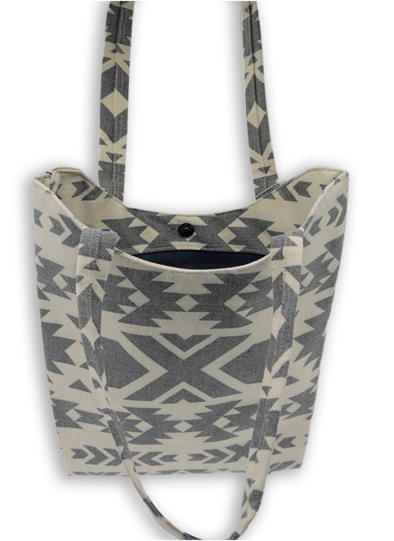 Gharibo Bags - casual printed linen tote bag W230010b - Image 1